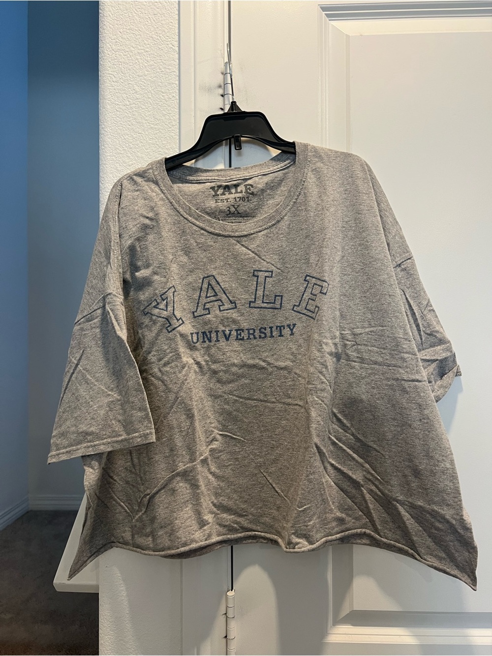 Yale University Heather Gray Cropped Graphic T-Shirt